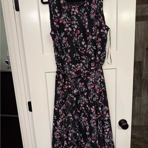 Lane Bryant Black Floral Midi Dress
